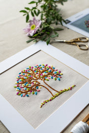 Positivity Tree Embroidery Kit on Irish Linen