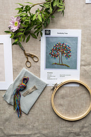 Positivity Tree Embroidery Kit on Irish Linen