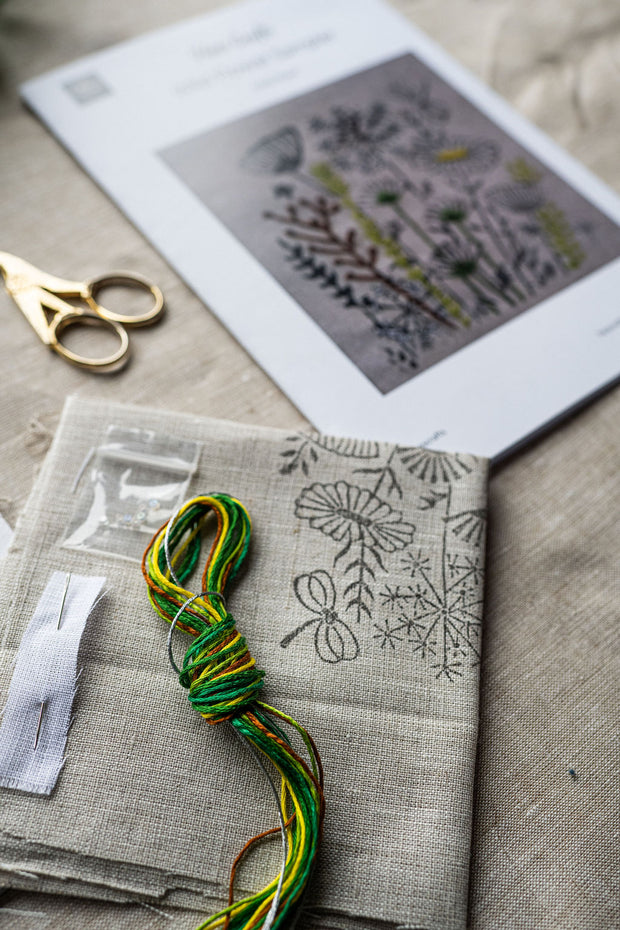 Wildflower Embroidery Kit On Irish Linen