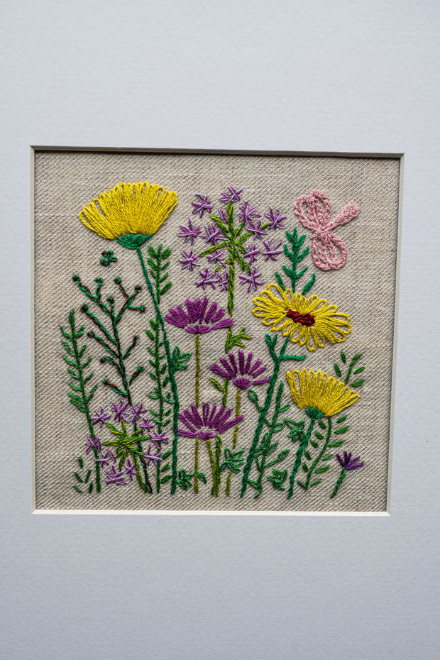 Meadow Flower Embroidery Kit On Irish Linen