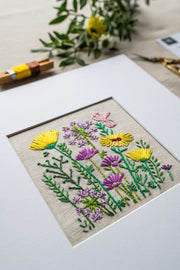 Meadow Flower Embroidery Kit On Irish Linen