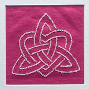 Celtic Trinity Knot DIY Embroidery Kit - Hand Stitch Pattern on Pink Irish Linen