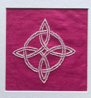 Celtic Compass Knot DIY Embroidery Kit - Hand Stitch Pattern on Pink Irish Linen