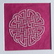 Celtic Dara Knot DIY Embroidery Kit - Hand Stitch Pattern on Pink Irish Linen