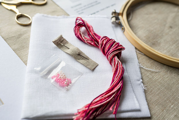 Pink Heart Embroidery Kit