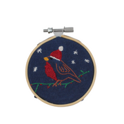 Christmas Mini Embroidery Kit Bundle - Snowflake & Robin on Irish Linen