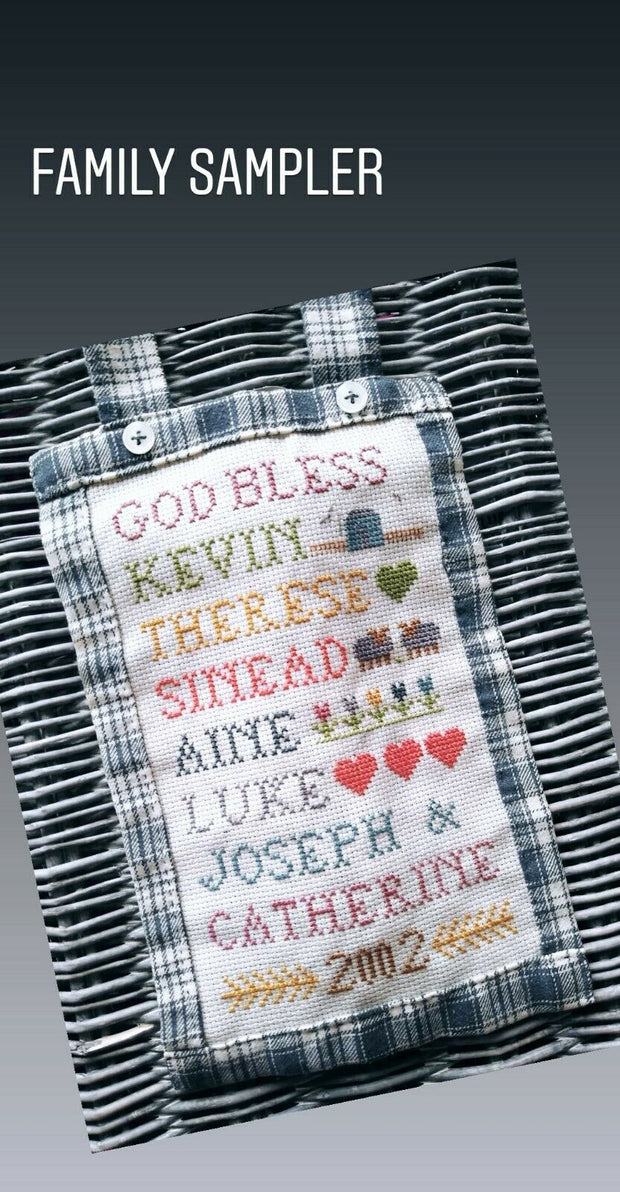 God Bless Family Names Design With Full Alphabet Cross Stitch Kit