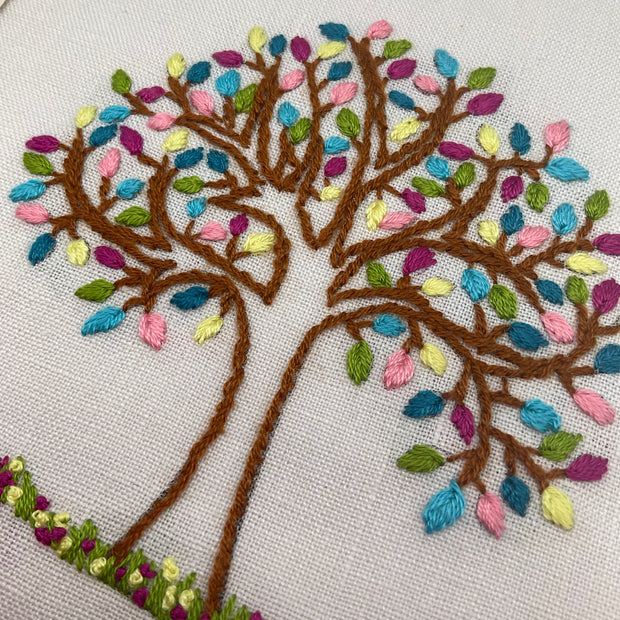 Positivity Tree Embroidery Kit on Irish Linen
