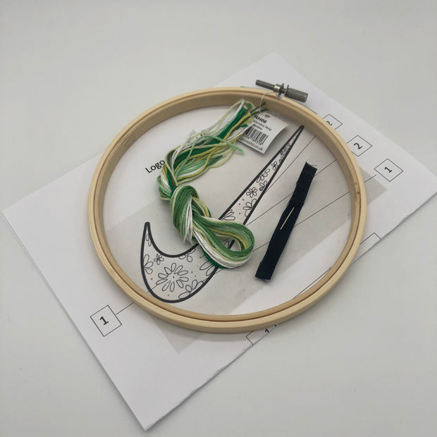 Shades Of Green Logo Embroidery Kit With 6" Hoop