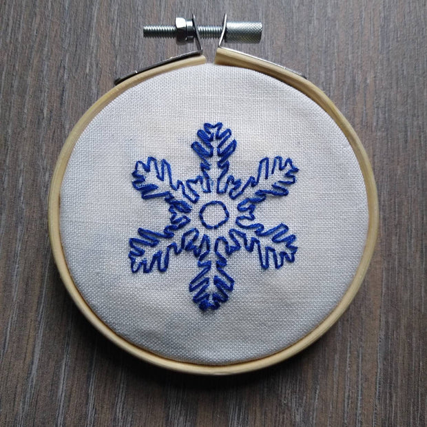 Christmas Mini Embroidery Kit - Snowflake on Irish Linen