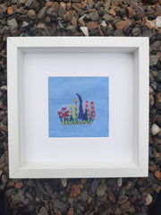 Framed Embroidery Hand Stitched On Irish Linen - Country Garden
